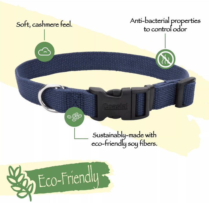 6-8''L x 3/8"W Coastal Pet New Earth Soy Adjustable Dog Collar Onyx Black