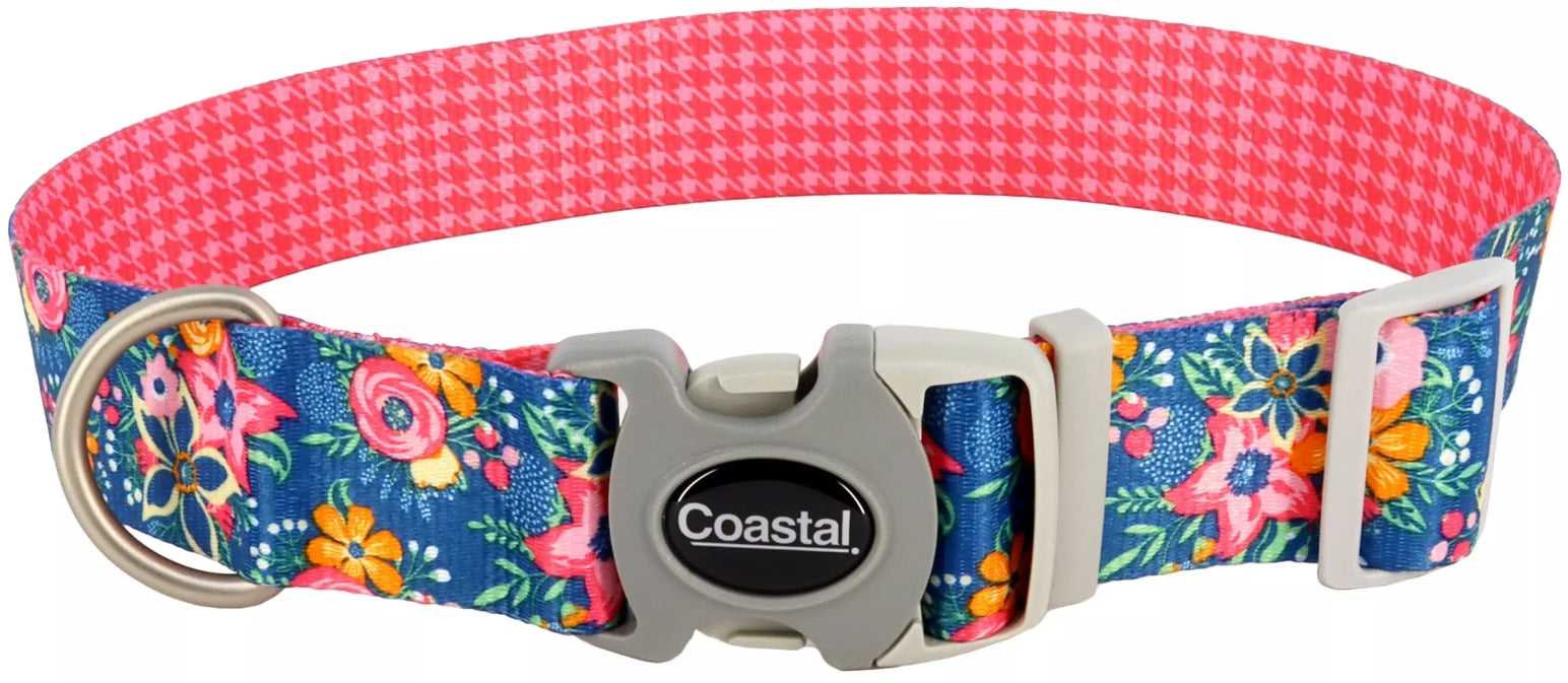 12-18"L x 1"W Coastal Pet Sublime Adjustable Dog Collar Pink Flowers