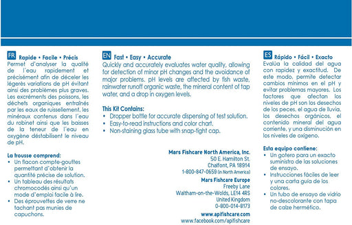 1 count API Pond Wide Range pH Test Kit Reads pH 5.0 to 9.0