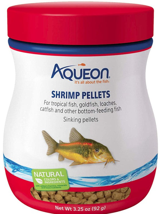 3.25 oz Aqueon Shrimp Pellets Fish Food Sinking Pellets for Tropical Fish and Bottom Feeders