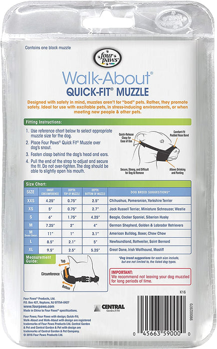 XX-Small - 1 count Four Paws Walk About Quick Fit Muzzle for Dogs