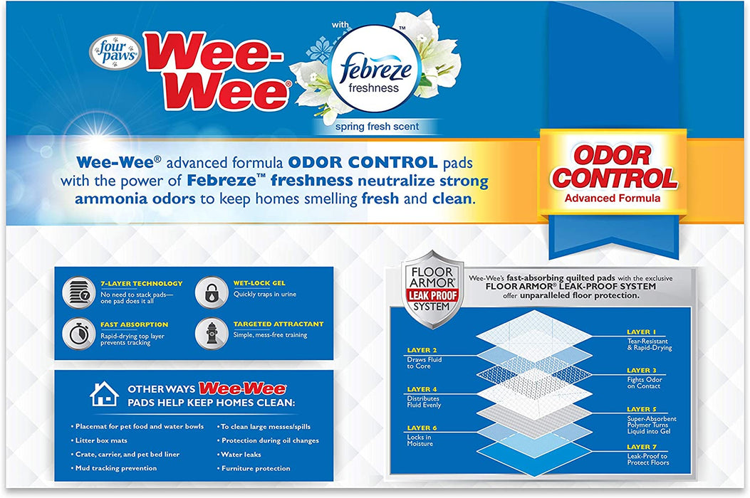 50 count Four Paws Wee Wee Odor Control Pads with Fabreze Freshness