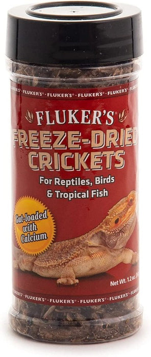 1.2 oz Flukers Freeze-Dried Crickets Gut Loaded with Calcium for Reptiles, Birds and Tropical Fish