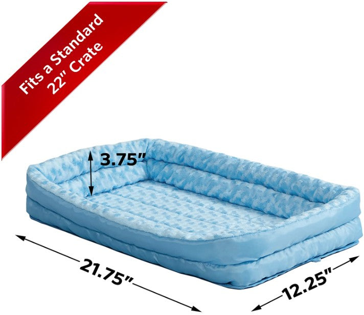 Small - 1 count MidWest Double Bolster Pet Bed Blue