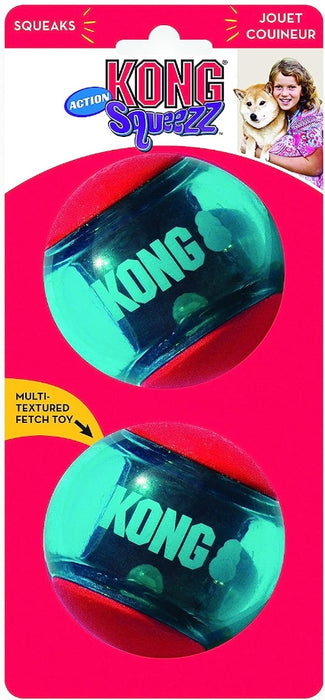 Large - 2 count KONG Squeezz Action Ball Red