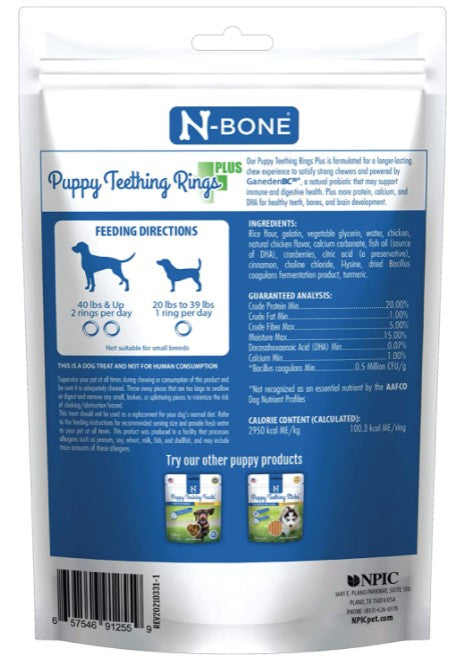 28 count (4 x 7 ct) N-Bone Puppy Teething Rings Plus Chicken Flavor