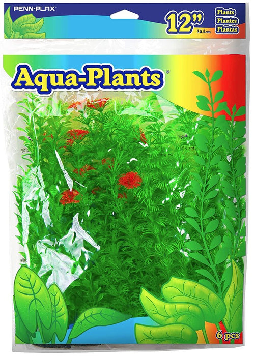 6 count Penn Plax Plastic Plant Pack Green Aquarium Plants