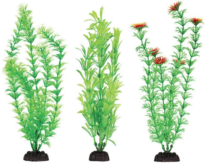 6 count Penn Plax Plastic Plant Pack Green Aquarium Plants