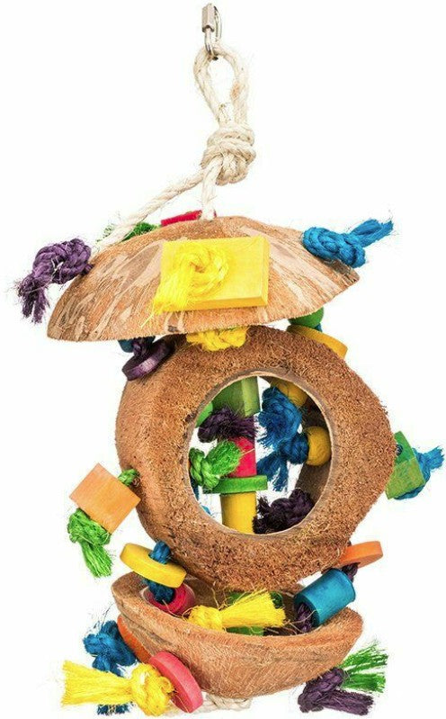 1 count Penn Plax Natural Coconut Bird Kabob with Wood and Sisal