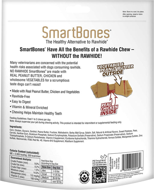 3 count SmartBones Rawhide Free Peanut Butter Bones Large