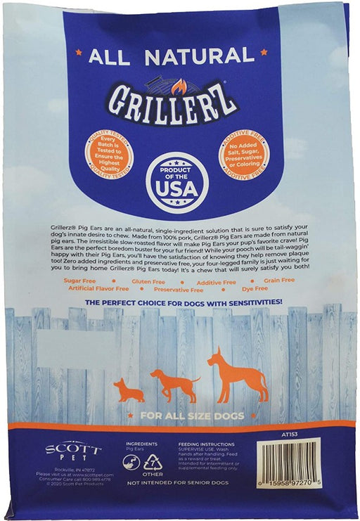 12 count Grillerz All Natural Pig Ears Dog Chew Treats