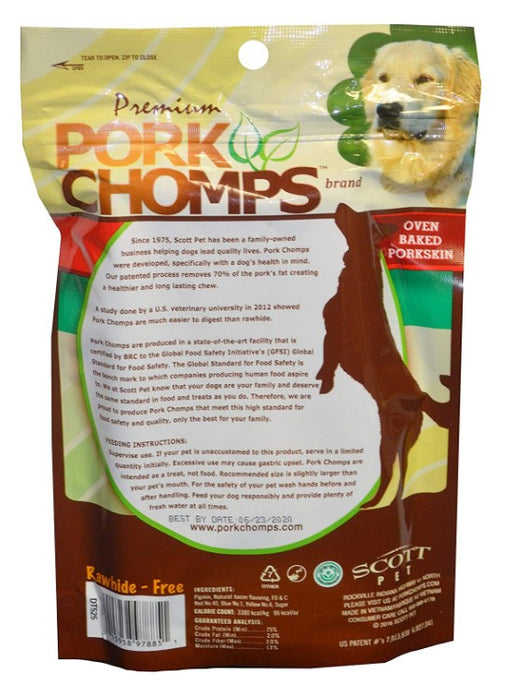 4 count Pork Chomps Bacon Flavor Porkskin Twists Large