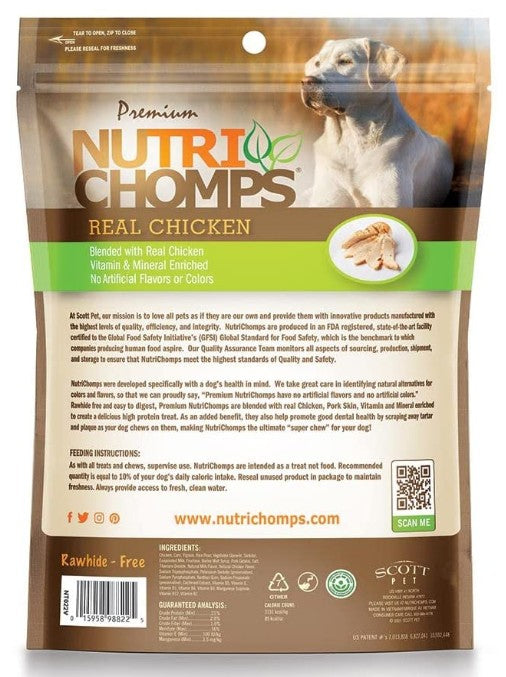 45 count (3 x 15 ct) Pork Chomps Premium Nutri Chomps Chicken Wrapped Twists Dog Treat