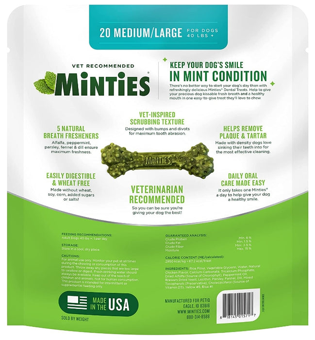 20 count Sergeants Minties Dental Treats for Dogs Medium Large