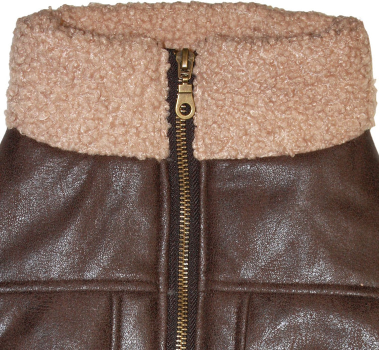 Medium - 1 count Fashion Pet Brown Bomber Dog Jacket