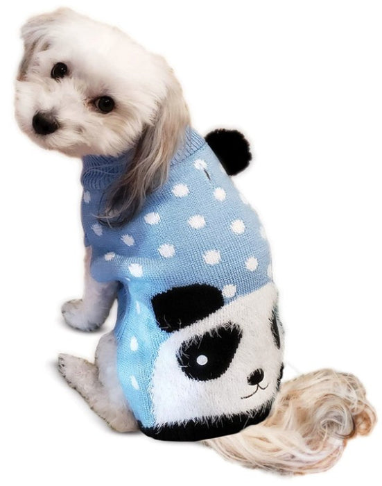 XX-Small - 1 count Fashion Pet Panda Dog Sweater Blue