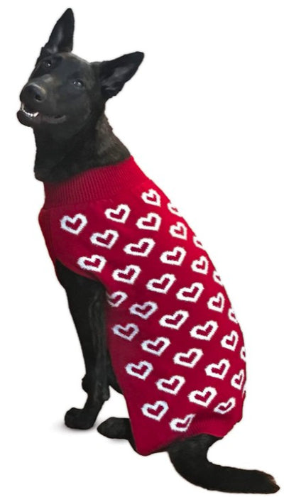 X-Small - 1 count Fashion Pet All Over Hearts Dog Sweater Red