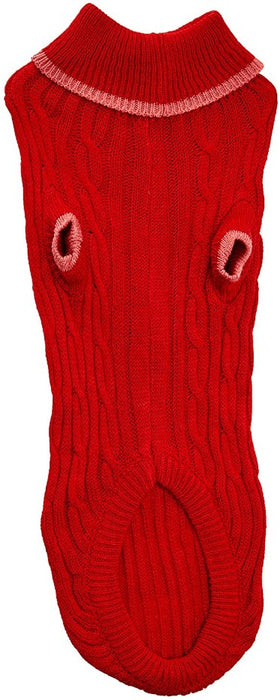 Small - 1 count Fashion Pet Classic Cable Knit Dog Sweaters Red