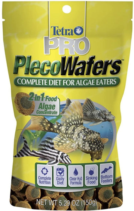 5.29 oz Tetra Pro PlecoWafers Complete Diet for Algae Eater Fish Food