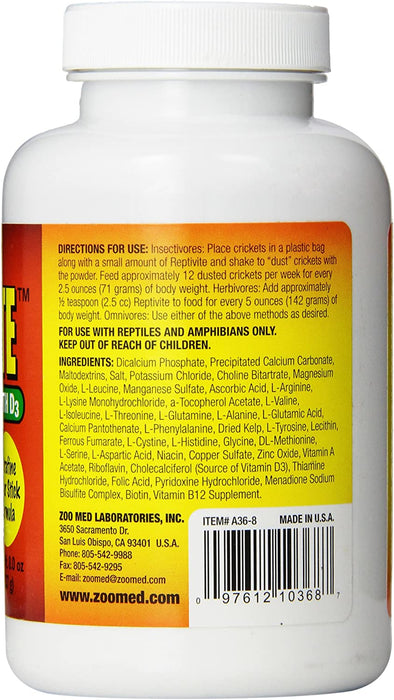 8 oz Zoo Med Reptivite Reptile Vitamins with D3